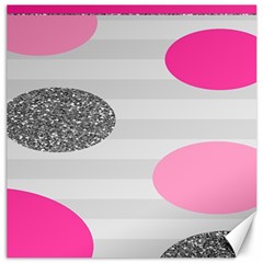 Polkadot Circle Round Line Red Pink Grey Diamond Canvas 12  X 12   by Mariart