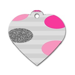 Polkadot Circle Round Line Red Pink Grey Diamond Dog Tag Heart (two Sides) by Mariart