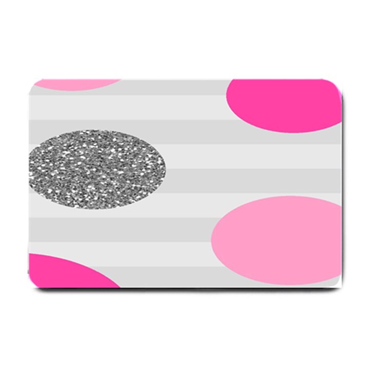 Polkadot Circle Round Line Red Pink Grey Diamond Small Doormat 