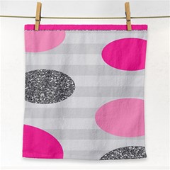 Polkadot Circle Round Line Red Pink Grey Diamond Face Towel by Mariart