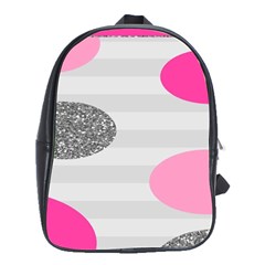 Polkadot Circle Round Line Red Pink Grey Diamond School Bags(large)  by Mariart