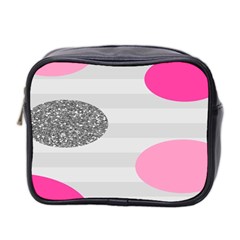 Polkadot Circle Round Line Red Pink Grey Diamond Mini Toiletries Bag 2-side by Mariart