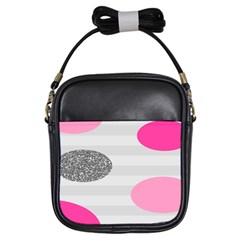 Polkadot Circle Round Line Red Pink Grey Diamond Girls Sling Bags by Mariart