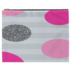 Polkadot Circle Round Line Red Pink Grey Diamond Cosmetic Bag (xxxl)  by Mariart