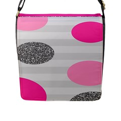 Polkadot Circle Round Line Red Pink Grey Diamond Flap Messenger Bag (l)  by Mariart