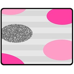 Polkadot Circle Round Line Red Pink Grey Diamond Double Sided Fleece Blanket (medium)  by Mariart