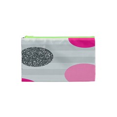 Polkadot Circle Round Line Red Pink Grey Diamond Cosmetic Bag (xs) by Mariart