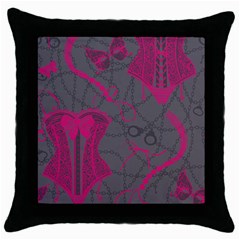 Pink Black Handcuffs Key Iron Love Grey Mask Sexy Throw Pillow Case (black) by Mariart