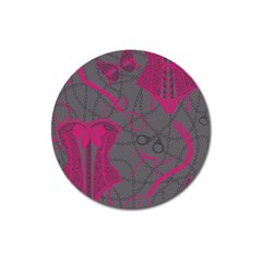 Pink Black Handcuffs Key Iron Love Grey Mask Sexy Magnet 3  (round)