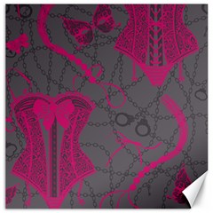 Pink Black Handcuffs Key Iron Love Grey Mask Sexy Canvas 12  X 12   by Mariart