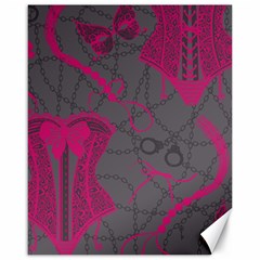 Pink Black Handcuffs Key Iron Love Grey Mask Sexy Canvas 16  X 20   by Mariart