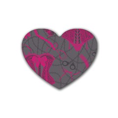 Pink Black Handcuffs Key Iron Love Grey Mask Sexy Rubber Coaster (heart)  by Mariart