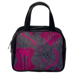 Pink Black Handcuffs Key Iron Love Grey Mask Sexy Classic Handbags (one Side) by Mariart