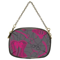 Pink Black Handcuffs Key Iron Love Grey Mask Sexy Chain Purses (two Sides)  by Mariart