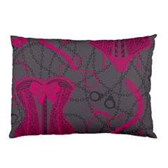 Pink Black Handcuffs Key Iron Love Grey Mask Sexy Pillow Case by Mariart