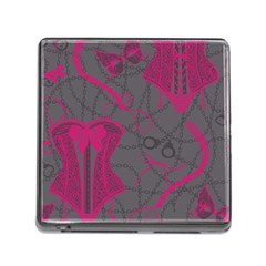 Pink Black Handcuffs Key Iron Love Grey Mask Sexy Memory Card Reader (square) by Mariart