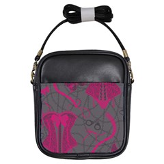 Pink Black Handcuffs Key Iron Love Grey Mask Sexy Girls Sling Bags by Mariart