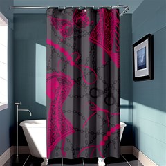 Pink Black Handcuffs Key Iron Love Grey Mask Sexy Shower Curtain 36  X 72  (stall)  by Mariart