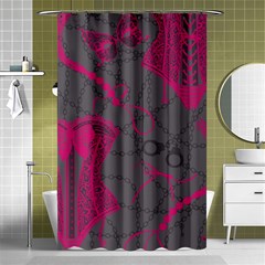 Pink Black Handcuffs Key Iron Love Grey Mask Sexy Shower Curtain 48  X 72  (small)  by Mariart