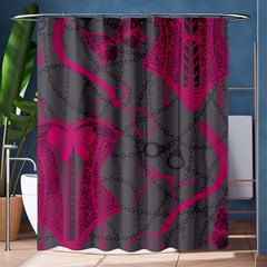 Pink Black Handcuffs Key Iron Love Grey Mask Sexy Shower Curtain 60  X 72  (medium)  by Mariart