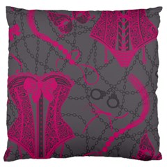 Pink Black Handcuffs Key Iron Love Grey Mask Sexy Large Cushion Case (two Sides) by Mariart