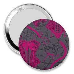 Pink Black Handcuffs Key Iron Love Grey Mask Sexy 3  Handbag Mirrors by Mariart