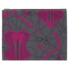 Pink Black Handcuffs Key Iron Love Grey Mask Sexy Cosmetic Bag (xxxl)  by Mariart