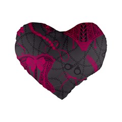 Pink Black Handcuffs Key Iron Love Grey Mask Sexy Standard 16  Premium Heart Shape Cushions by Mariart