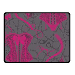 Pink Black Handcuffs Key Iron Love Grey Mask Sexy Double Sided Fleece Blanket (small)  by Mariart