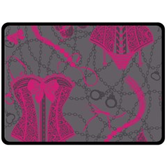 Pink Black Handcuffs Key Iron Love Grey Mask Sexy Double Sided Fleece Blanket (large)  by Mariart