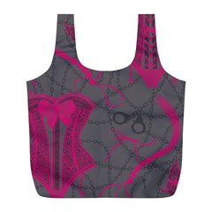 Pink Black Handcuffs Key Iron Love Grey Mask Sexy Full Print Recycle Bags (l)  by Mariart