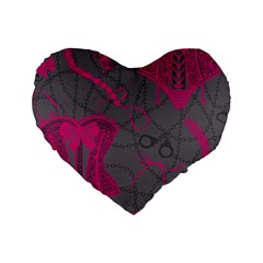 Pink Black Handcuffs Key Iron Love Grey Mask Sexy Standard 16  Premium Flano Heart Shape Cushions by Mariart