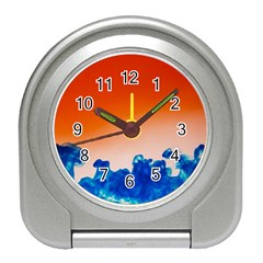 Simulate Weather Fronts Smoke Blue Orange Travel Alarm Clocks by Mariart