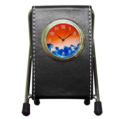 Simulate Weather Fronts Smoke Blue Orange Pen Holder Desk Clocks by Mariart