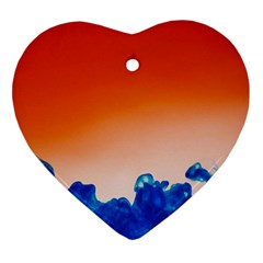 Simulate Weather Fronts Smoke Blue Orange Heart Ornament (two Sides) by Mariart