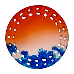 Simulate Weather Fronts Smoke Blue Orange Round Filigree Ornament (two Sides) by Mariart