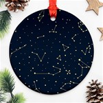 Star Zodiak Space Circle Sky Line Light Blue Yellow Ornament (Round) Front