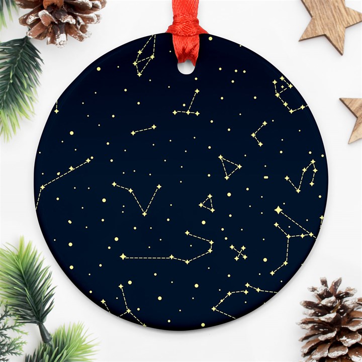 Star Zodiak Space Circle Sky Line Light Blue Yellow Ornament (Round)