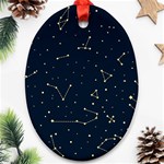 Star Zodiak Space Circle Sky Line Light Blue Yellow Ornament (Oval) Front