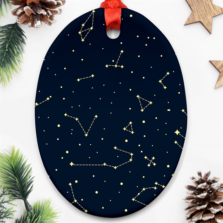 Star Zodiak Space Circle Sky Line Light Blue Yellow Ornament (Oval)