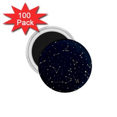 Star Zodiak Space Circle Sky Line Light Blue Yellow 1 75  Magnets (100 Pack) 