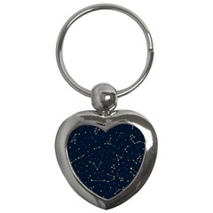 Star Zodiak Space Circle Sky Line Light Blue Yellow Key Chains (heart)  by Mariart