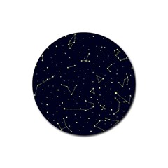 Star Zodiak Space Circle Sky Line Light Blue Yellow Rubber Round Coaster (4 Pack)  by Mariart