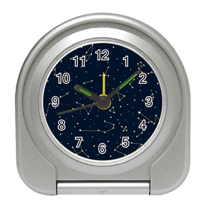 Star Zodiak Space Circle Sky Line Light Blue Yellow Travel Alarm Clocks