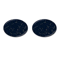 Star Zodiak Space Circle Sky Line Light Blue Yellow Cufflinks (oval) by Mariart