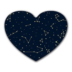 Star Zodiak Space Circle Sky Line Light Blue Yellow Heart Mousepads by Mariart