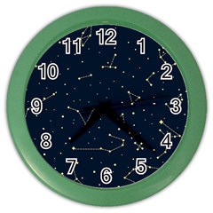 Star Zodiak Space Circle Sky Line Light Blue Yellow Color Wall Clocks by Mariart