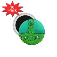 Rabbit Easter Green Blue Egg 1 75  Magnets (10 Pack)  by Mariart