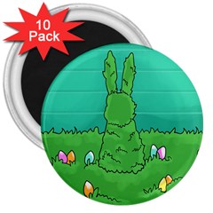 Rabbit Easter Green Blue Egg 3  Magnets (10 Pack)  by Mariart