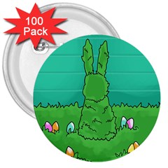 Rabbit Easter Green Blue Egg 3  Buttons (100 Pack)  by Mariart